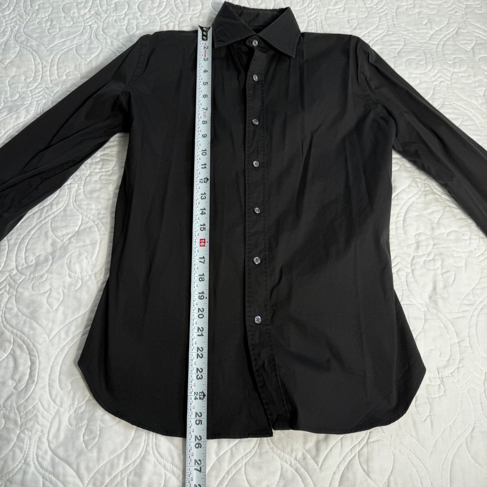 Ralph Lauren Black Label Women Black Elongated Sleeve Shirt Minimalist WNs 6 EUC - Picture 10 of 13